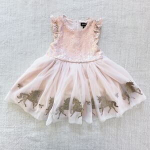Zunie Pink Sequin & Tulle Unicorn Dress EUC 2